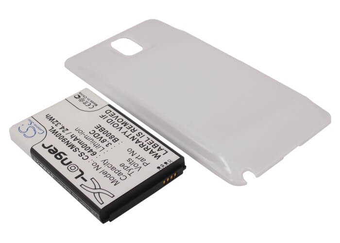 White, 3.8V, 6400mAh, Li-ion Battery fits Samsung, Galaxy Note 3, Galaxy Note Iii, 24.32Wh