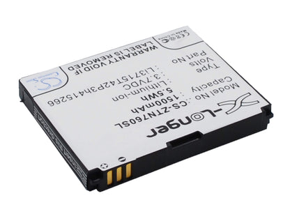 3.7V, 1500mAh, Li-ion Battery fits Telenor, Touch Plus, 5.55Wh