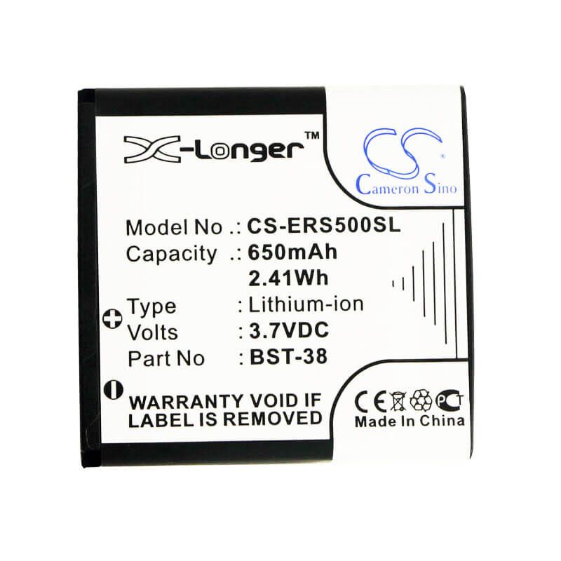 3.7V, 650mAh, Li-ion Battery fits Sony Ericsson, C510, C902, 2.405Wh