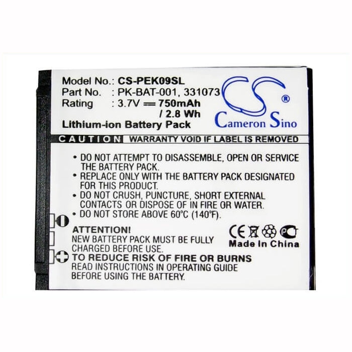 3.7V, 750mAh, Li-ion Battery fits Peek, 9, Pronto, 2.775Wh