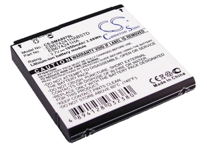 3.7V, 1050mAh, Li-ion Battery fits Samsung, Mythic A897, Mythic Sgh-a897, 3.885Wh