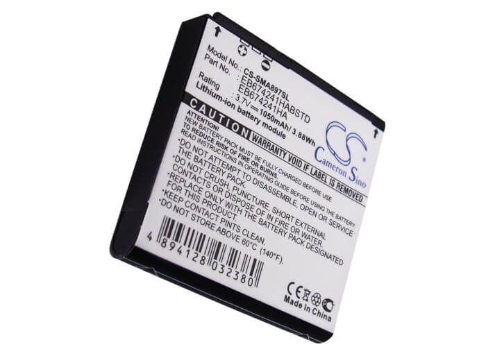 3.7V, 1050mAh, Li-ion Battery fits Samsung, Mythic A897, Mythic Sgh-a897, 3.885Wh