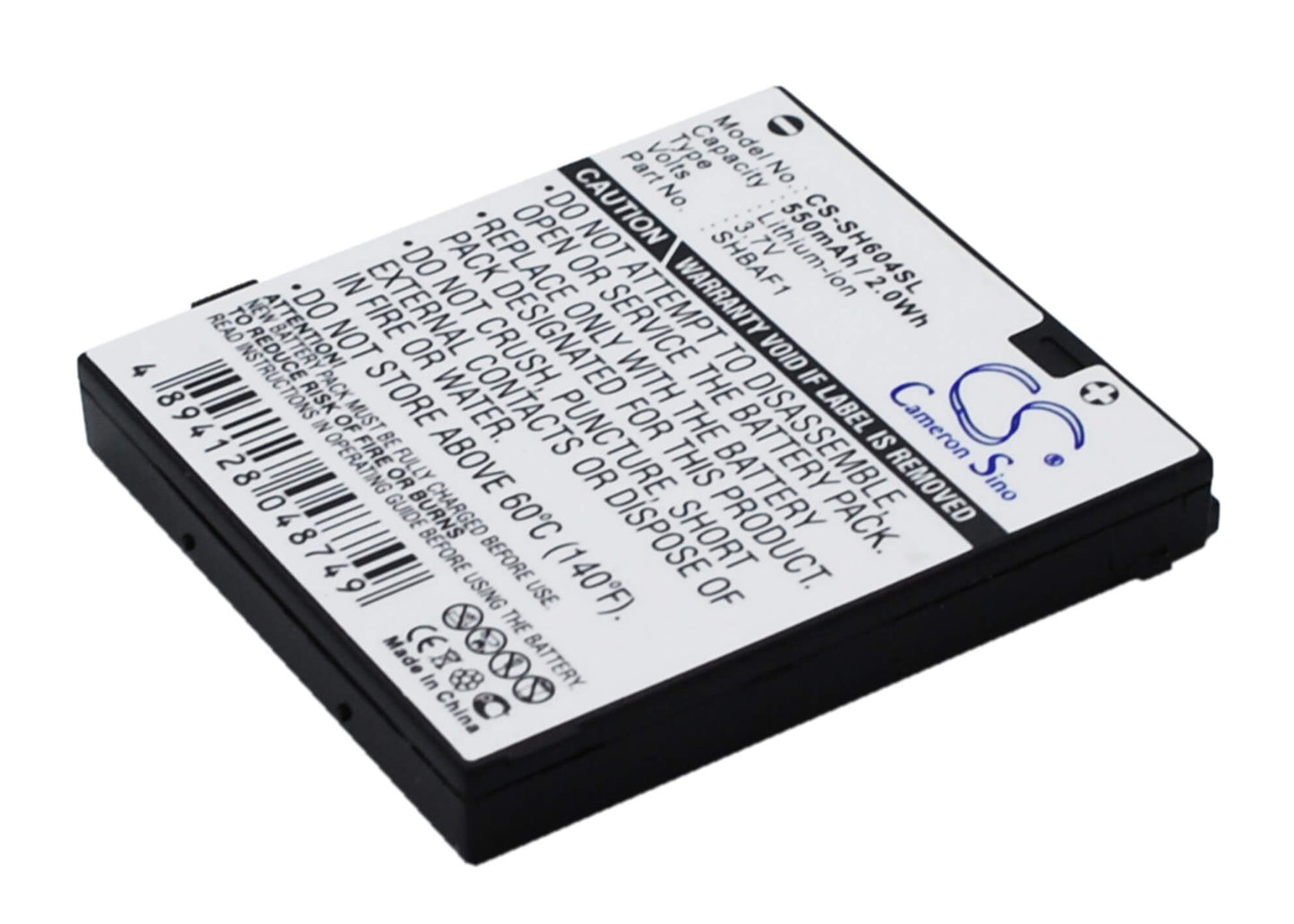 3.7V, 550mAh, Li-ion Battery fits Sharp, V604sh, 2.035Wh