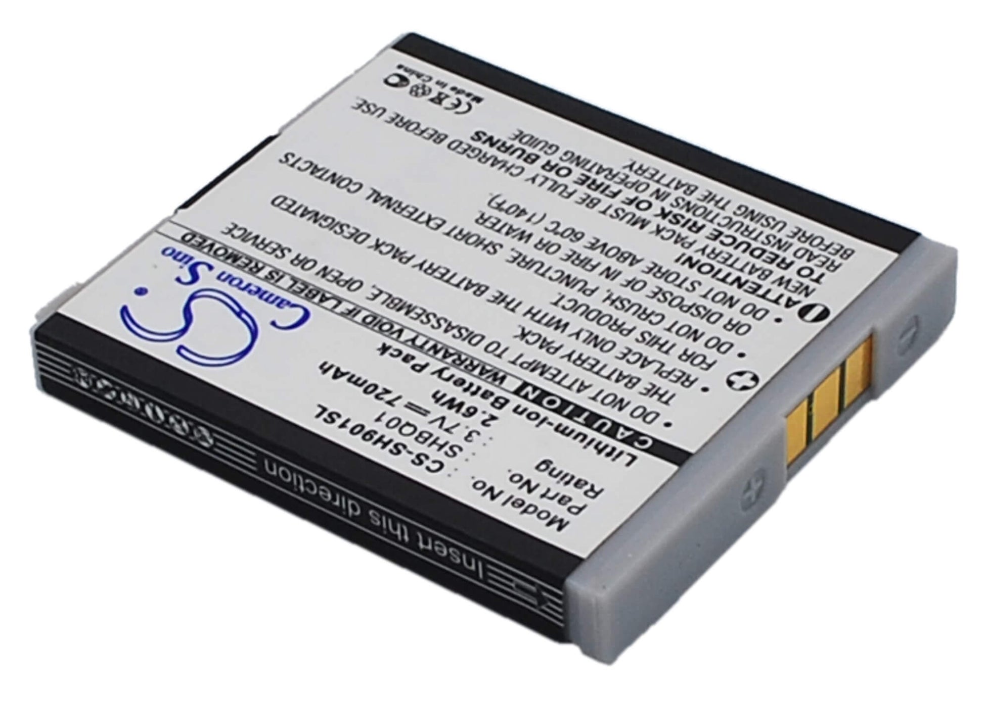 3.7V, 720mAh, Li-ion Battery fits Sharp, Sh05, Sh901is, 2.664Wh