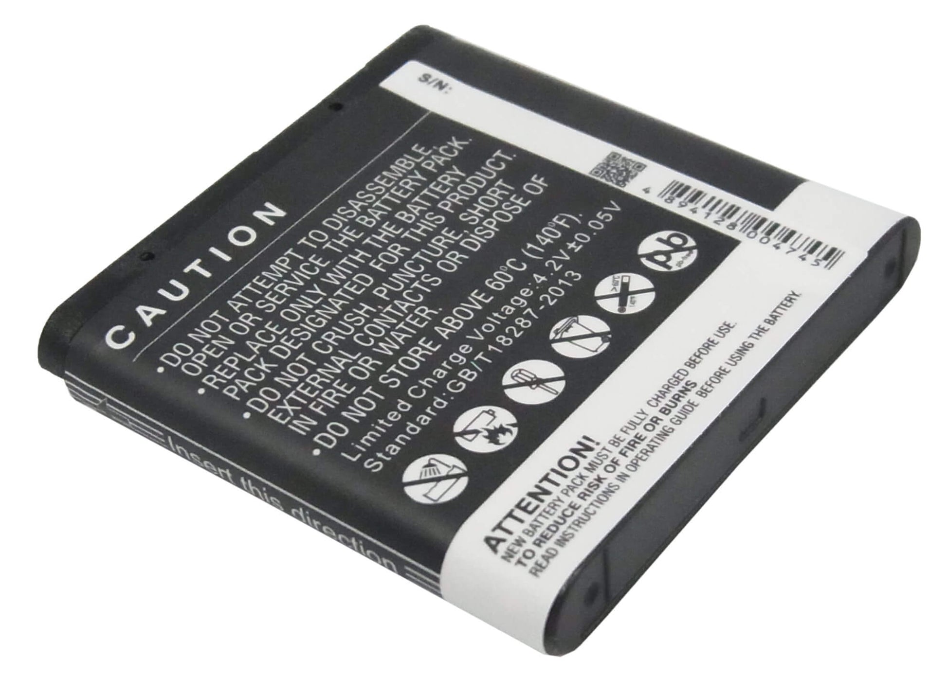 3.7V, 1100mAh, Li-ion Battery fits Nokia, 3250, 3250 Xpressmusic, 4.07Wh