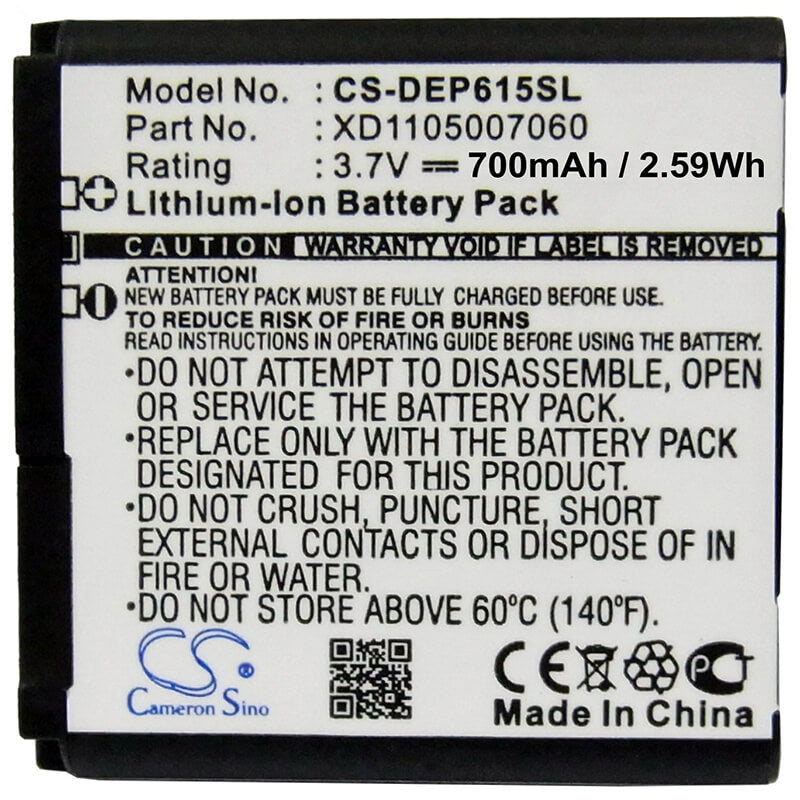 3.7V, 700mAh, Li-ion Battery fits Doro, Dp615, Phoneeasy 614, 2.59Wh