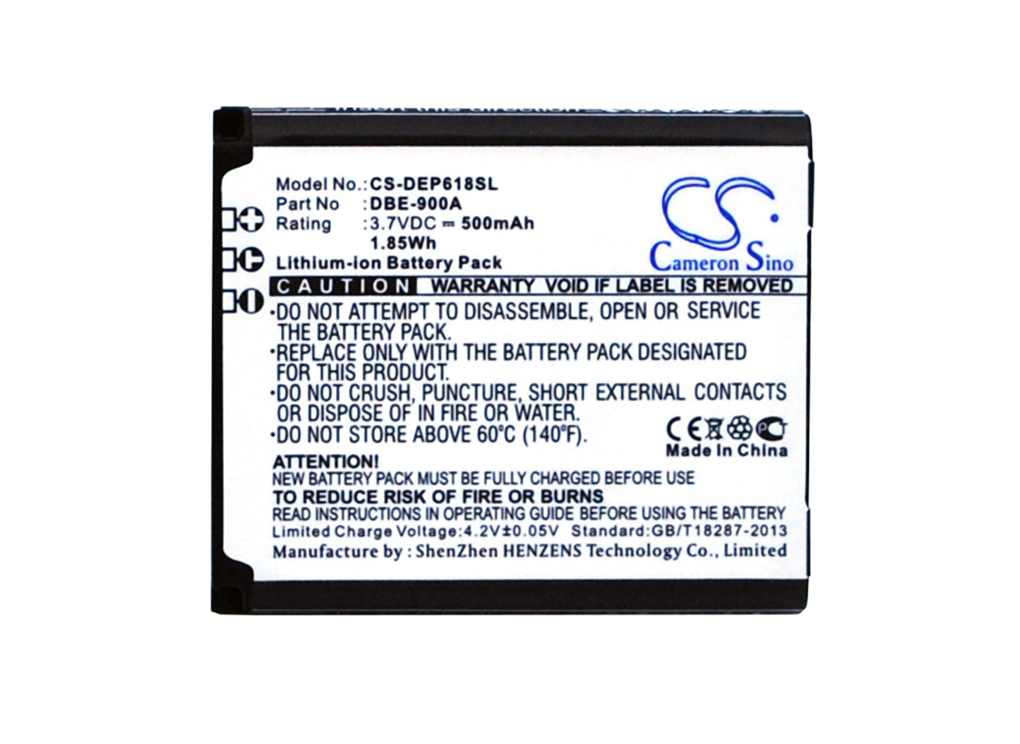 3.7V, 500mAh, Li-ion Battery fits Doro, Phoneeasy 618, 1.85Wh