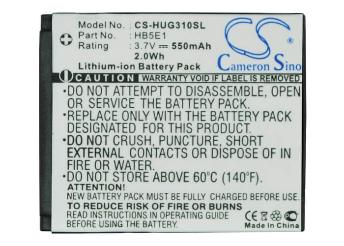 3.7V, 550mAh, Li-ion Battery fits Huawei, C3100, G2201, 2.035Wh