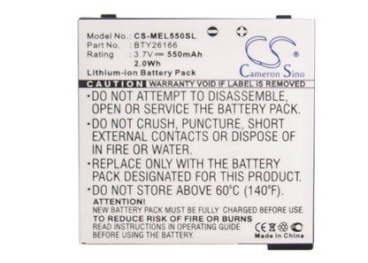 3.7V, 550mAh, Li-ion Battery fits Emporia, El550, 2.035Wh