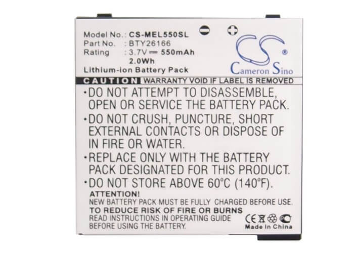 3.7V, 550mAh, Li-ion Battery fits Mobistel, El550, 2.035Wh