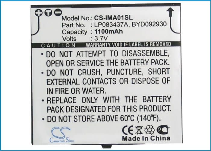 3.7V, 1100mAh, Li-ion Battery fits I-mate, Spl, 4.07Wh