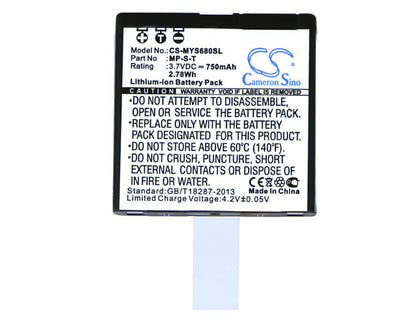 3.7V, 750mAh, Li-ion Battery fits Myphone, 6600, 6600 Free, 2.775Wh