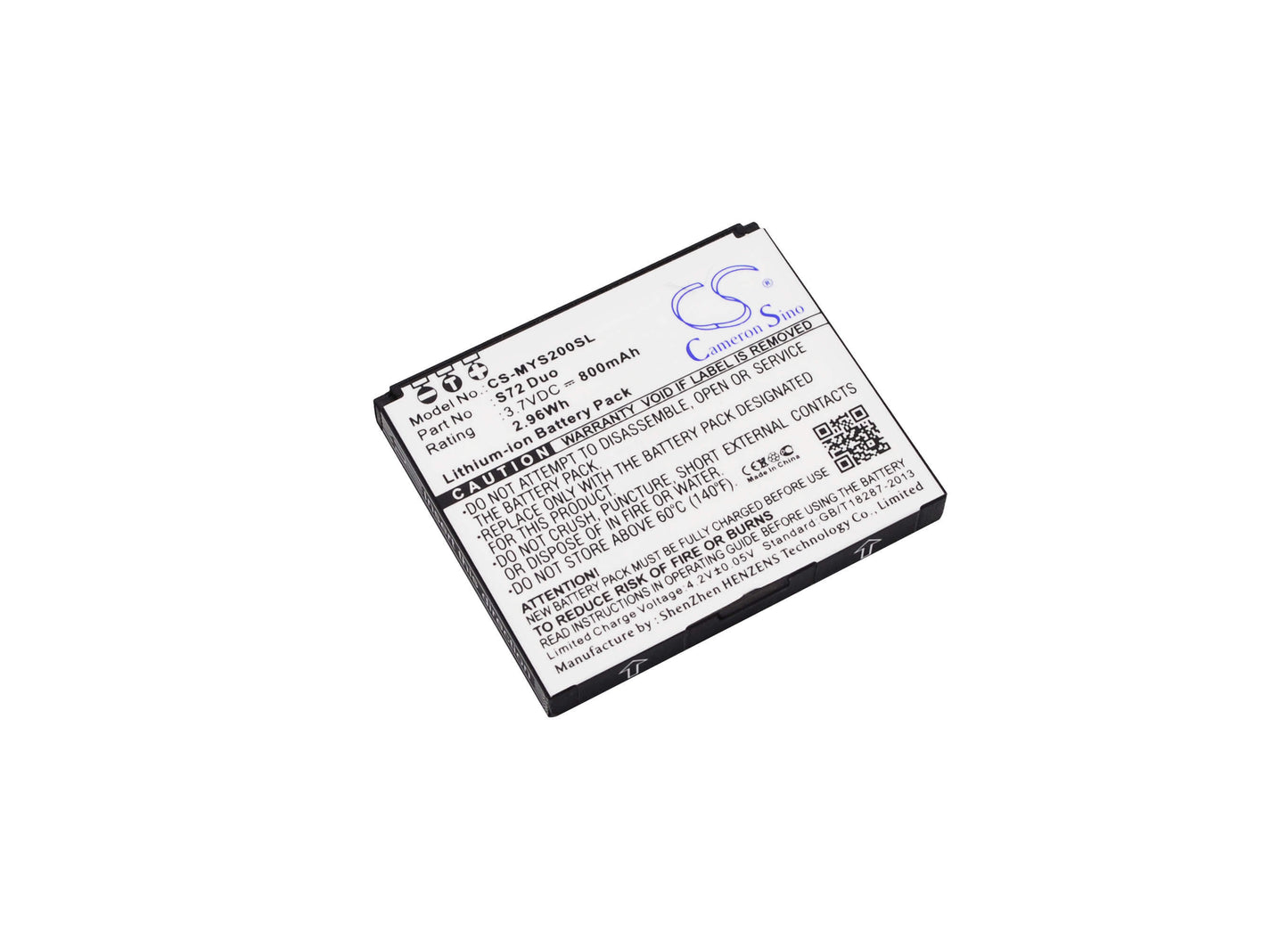 3.7V, 800mAh, Li-ion Battery fits Myphone, S72 Duo, 2.96Wh