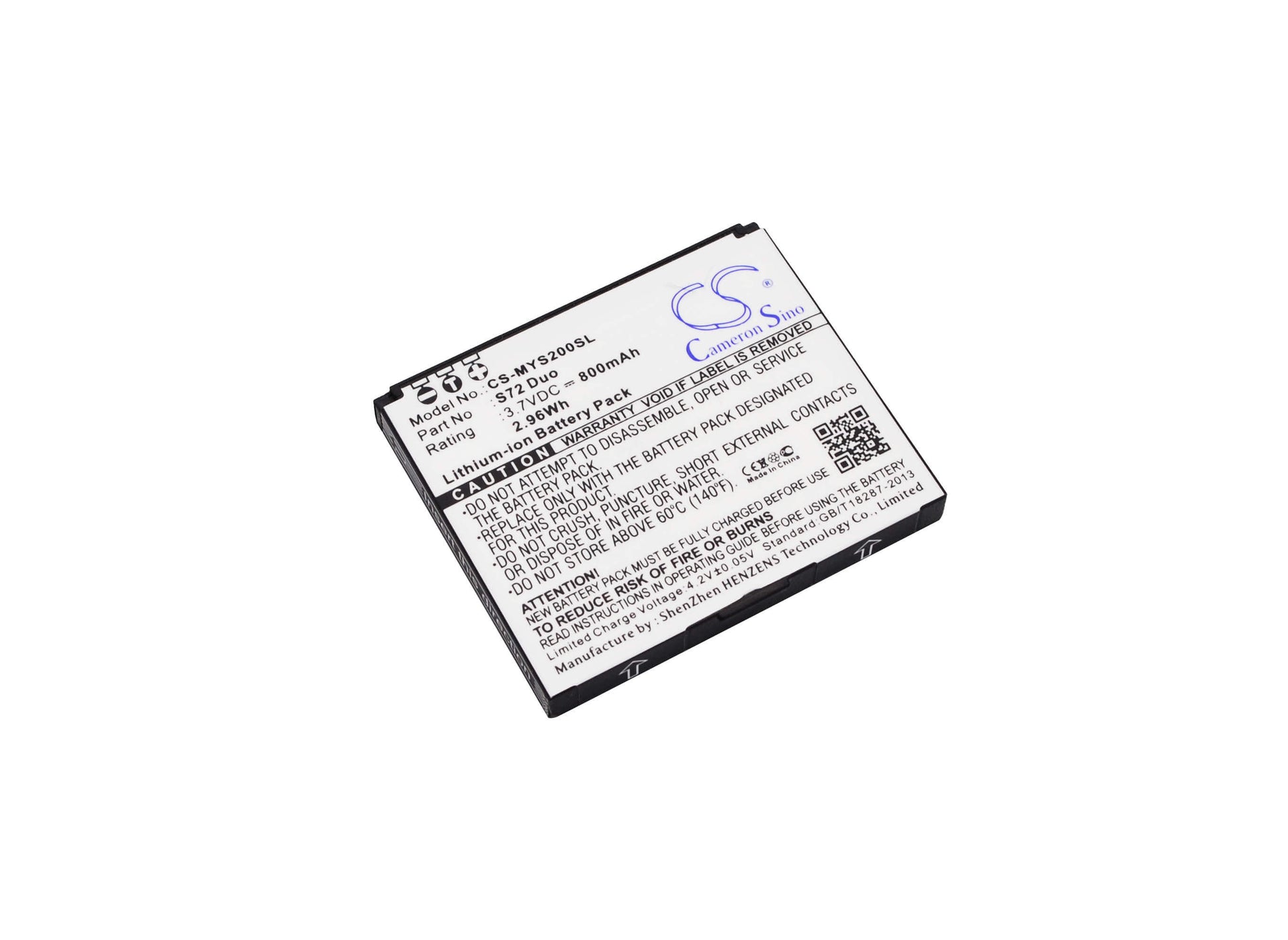 3.7V, 800mAh, Li-ion Battery fits Myphone, S72 Duo, 2.96Wh