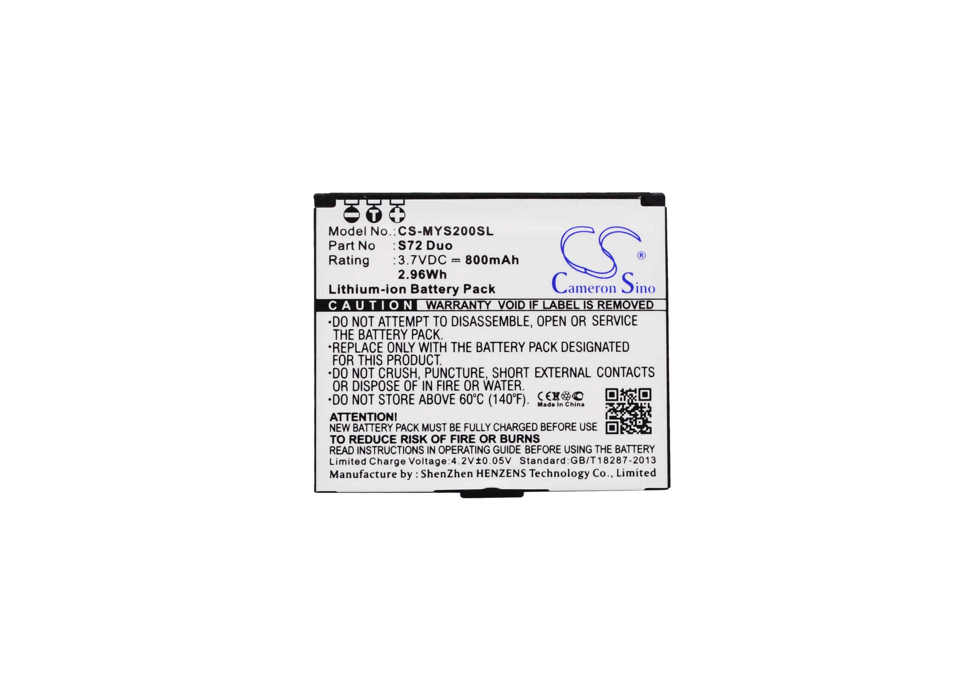 3.7V, 800mAh, Li-ion Battery fits Myphone, S72 Duo, 2.96Wh