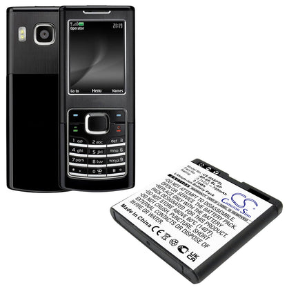 3.7V, 750mAh, Li-ion Battery fits Nokia, 6500, 6500 Classic, 2.775Wh
