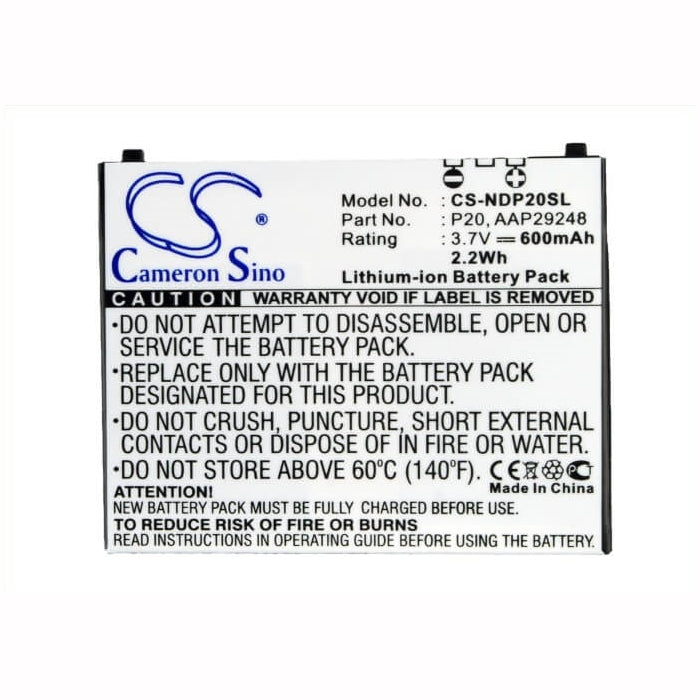 3.7V, 600mAh, Li-ion Battery fits Ntt Docomo, P-01b, P-02b, 2.22Wh
