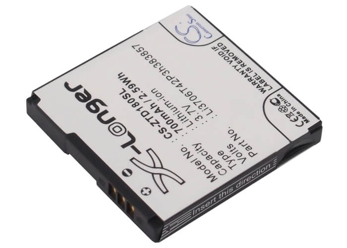 3.7V, 700mAh, Li-ion Battery fits Zte, A34, A39, 2.59Wh