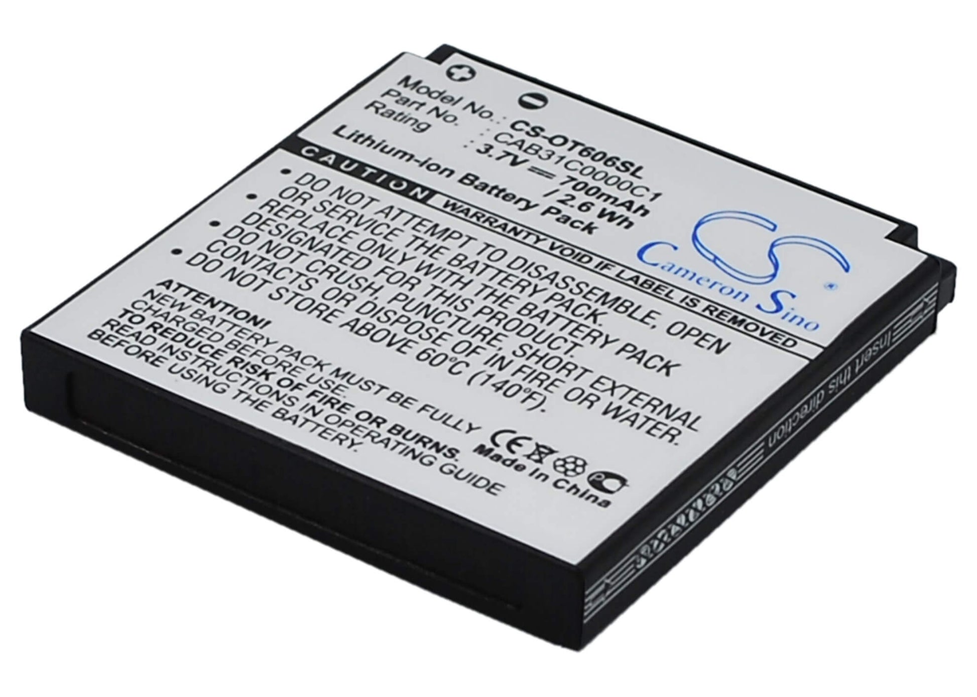 3.7V, 700mAh, Li-ion Battery fits T-mobile, Spark, 2.59Wh