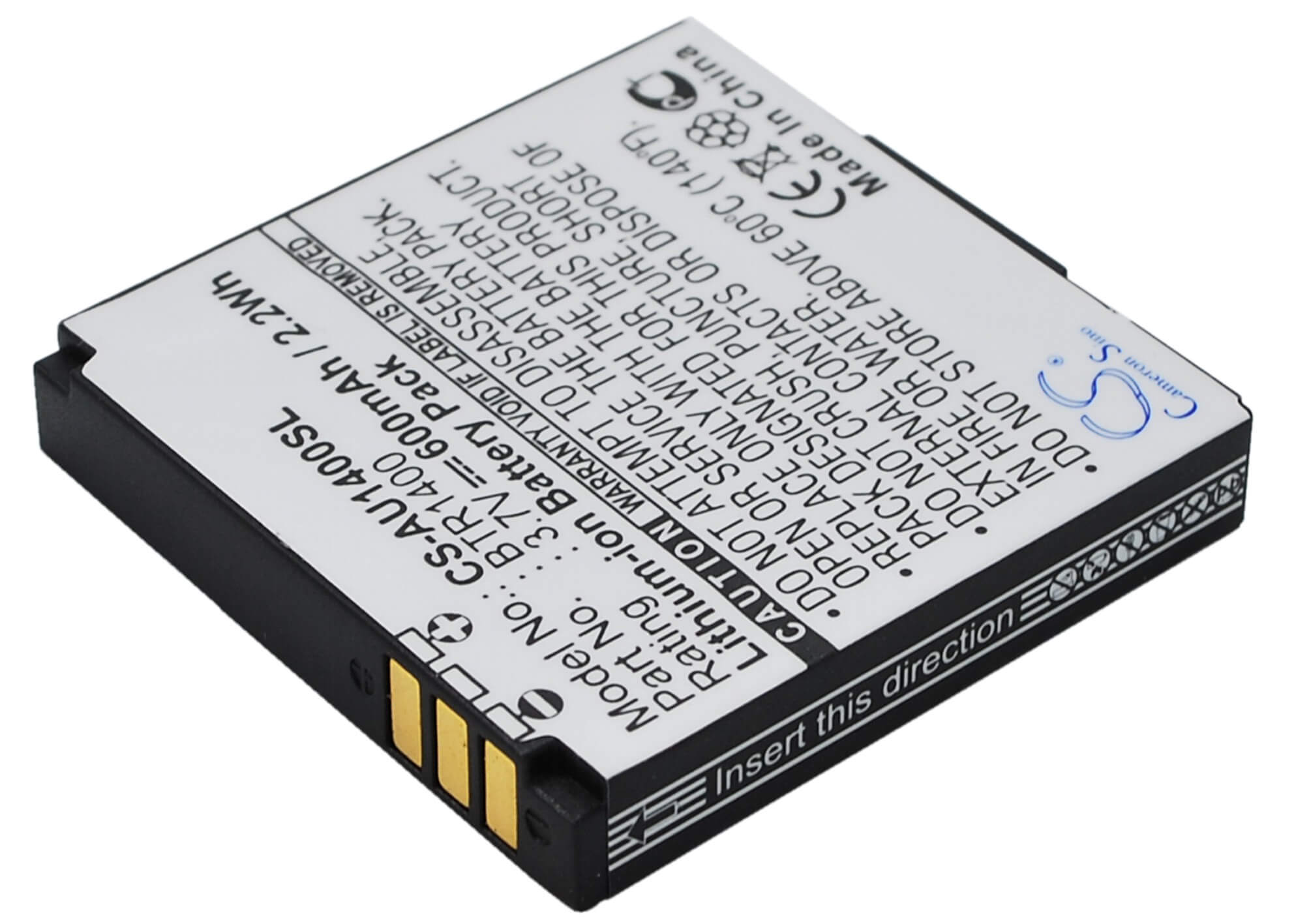 3.7V, 600mAh, Li-ion Battery fits Audiovox, Cdm-1400, Pcs-1400, 2.22Wh