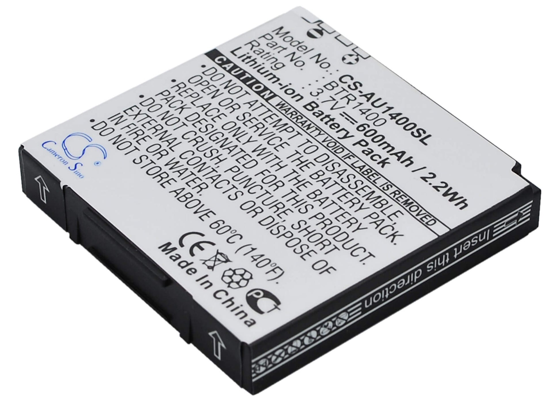 3.7V, 600mAh, Li-ion Battery fits Audiovox, Cdm-1400, Pcs-1400, 2.22Wh
