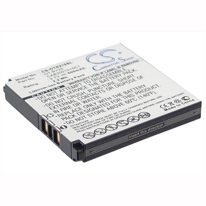 3.7V, 600mAh, Li-ion Battery fits Alcatel, One Touch 111, One Touch S120, 2.22Wh