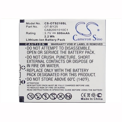3.7V, 600mAh, Li-ion Battery fits Alcatel, One Touch 111, One Touch S120, 2.22Wh