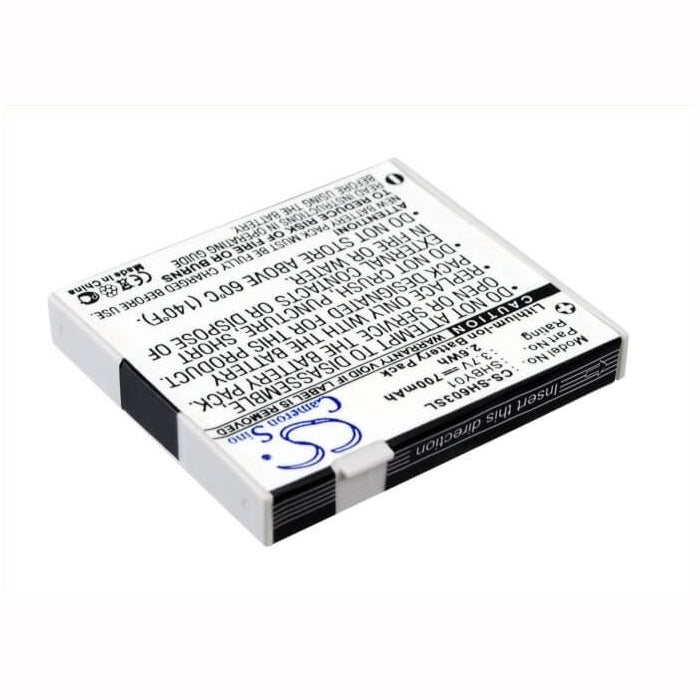3.7V, 700mAh, Li-ion Battery fits Sharp, V603sh, 2.59Wh