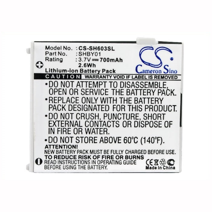 3.7V, 700mAh, Li-ion Battery fits Sharp, V603sh, 2.59Wh