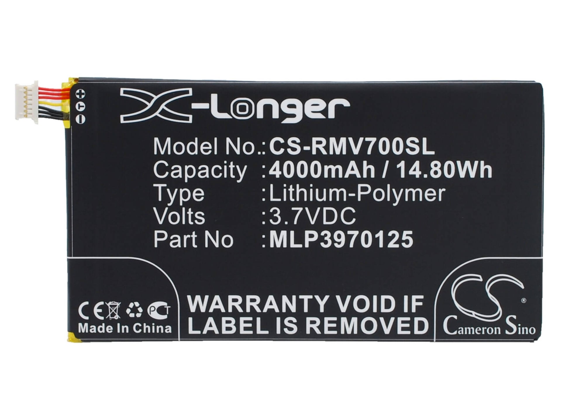 3.7V, 4000mAh, Li-Polymer Battery fits Verizon, Elipsis Qmv7a 7in, Elipsis Qmv7b, 14.8Wh