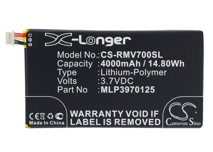 3.7V, 4000mAh, Li-Polymer Battery fits Verizon, Elipsis Qmv7a 7in, Elipsis Qmv7b, 14.8Wh