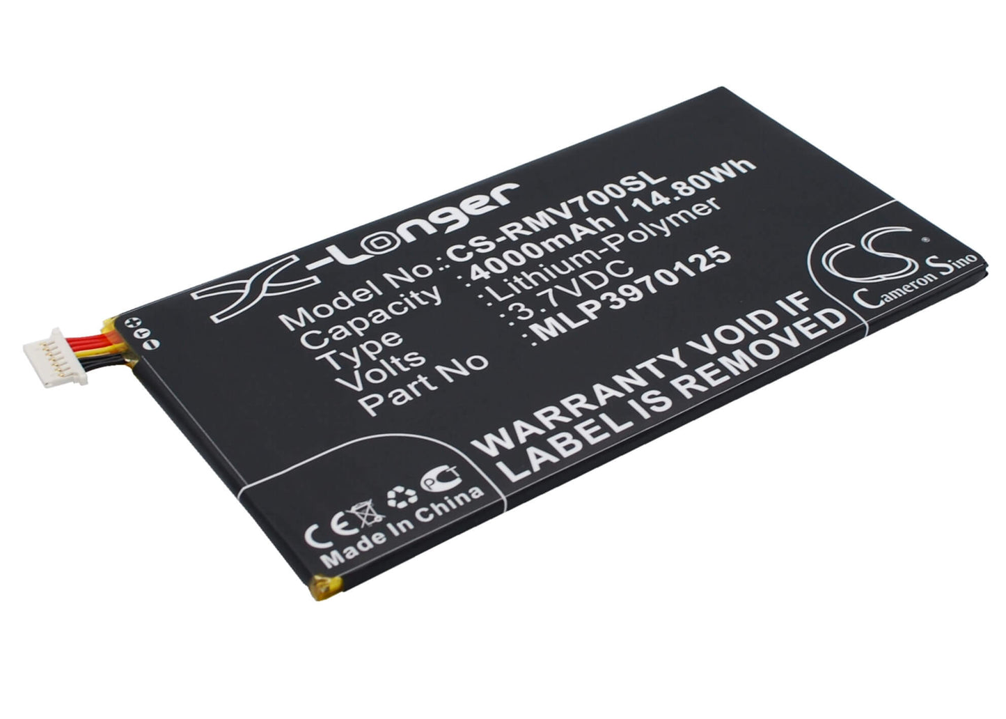 3.7V, 4000mAh, Li-Polymer Battery fits Verizon, Elipsis Qmv7a 7in, Elipsis Qmv7b, 14.8Wh