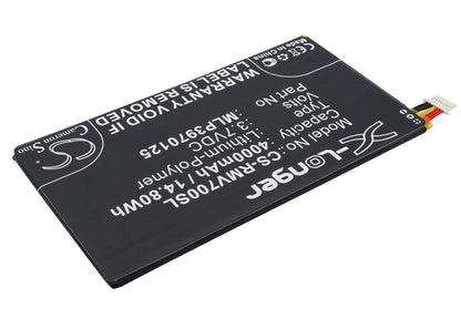 3.7V, 4000mAh, Li-Polymer Battery fits Verizon, Elipsis Qmv7a 7in, Elipsis Qmv7b, 14.8Wh