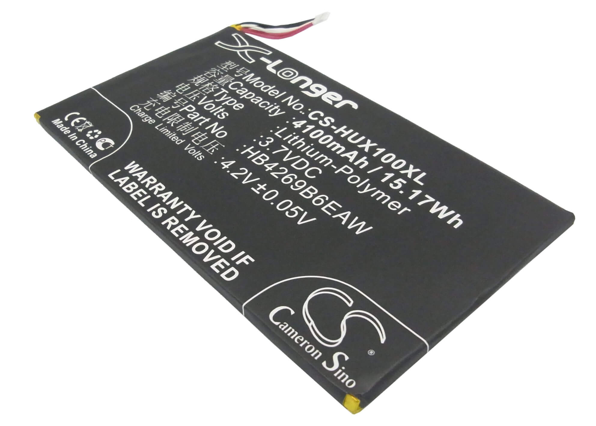 3.7V, 4100mAh, Li-Polymer Battery fits Huawei, Honor X1 4g 7d-504l, Honor X1 7d-504l, 15.17Wh