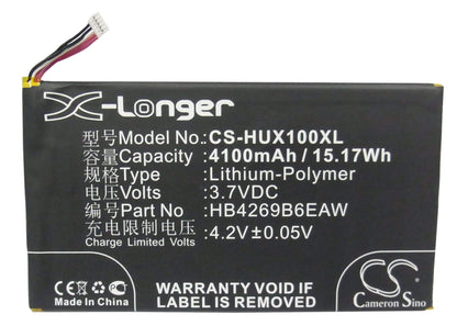 3.7V, 4100mAh, Li-Polymer Battery fits Huawei, Honor X1 4g 7d-504l, Honor X1 7d-504l, 15.17Wh
