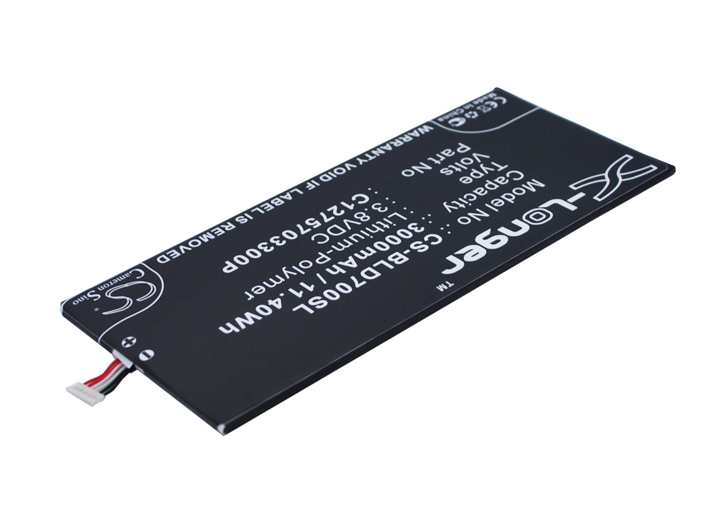 3.8V, 3000mAh, Li-Polymer Battery fits Blu, D700, D700a, 11.4Wh