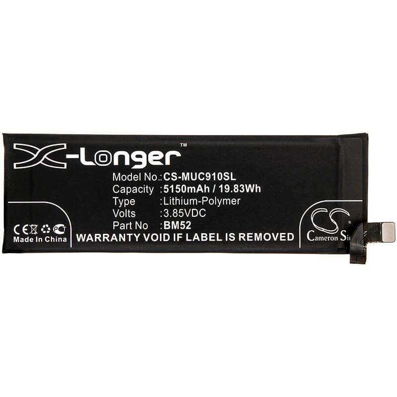 3.85V, 5150mAh, Li-Polymer Battery fits Xiaomi, Cc9 Pro, M1910f4e, 19.8275Wh
