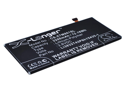 3.8V, 3200mAh, Li-Polymer Battery fits Zte, Grand M901c, Grand M901q, 12.16Wh