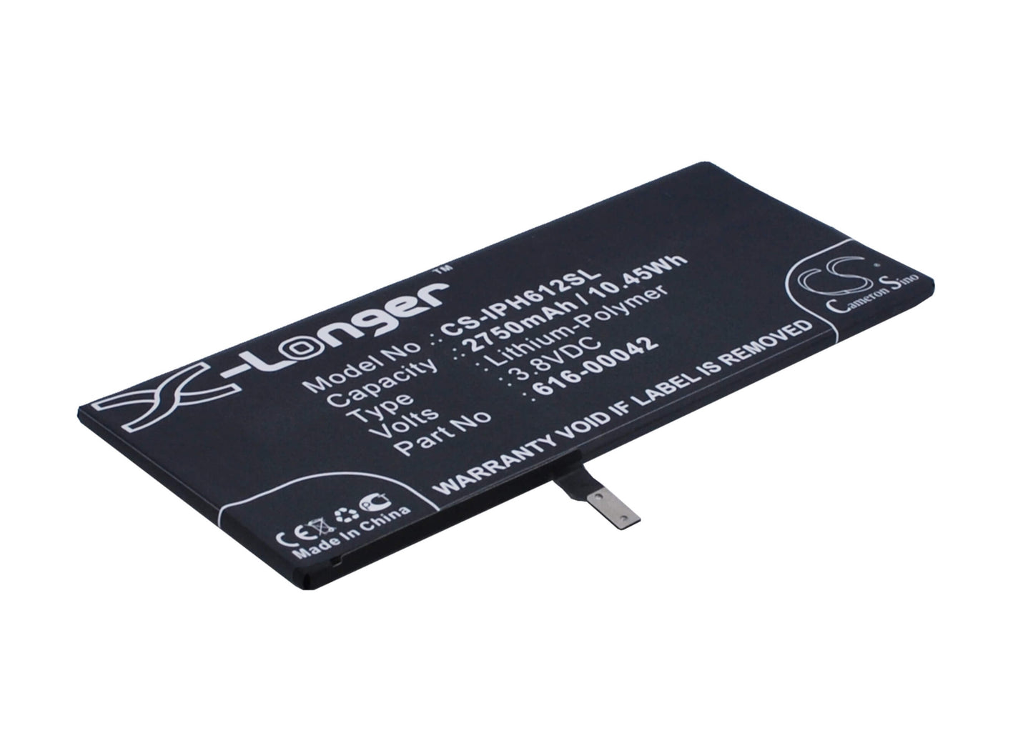 3.8V, 2750mAh, Li-Polymer Battery fits Apple, A1634, A1687, 10.45Wh