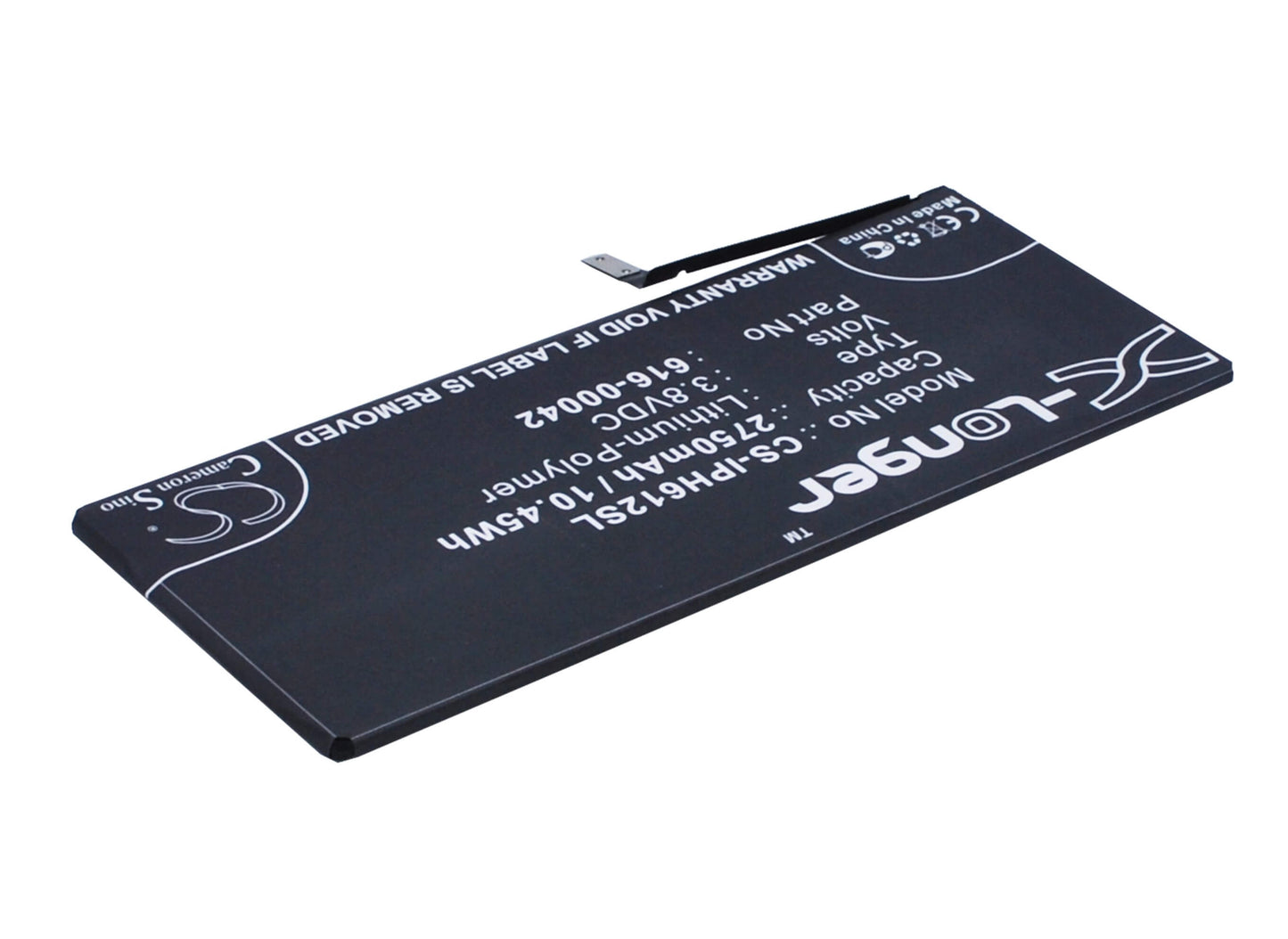 3.8V, 2750mAh, Li-Polymer Battery fits Apple, A1634, A1687, 10.45Wh