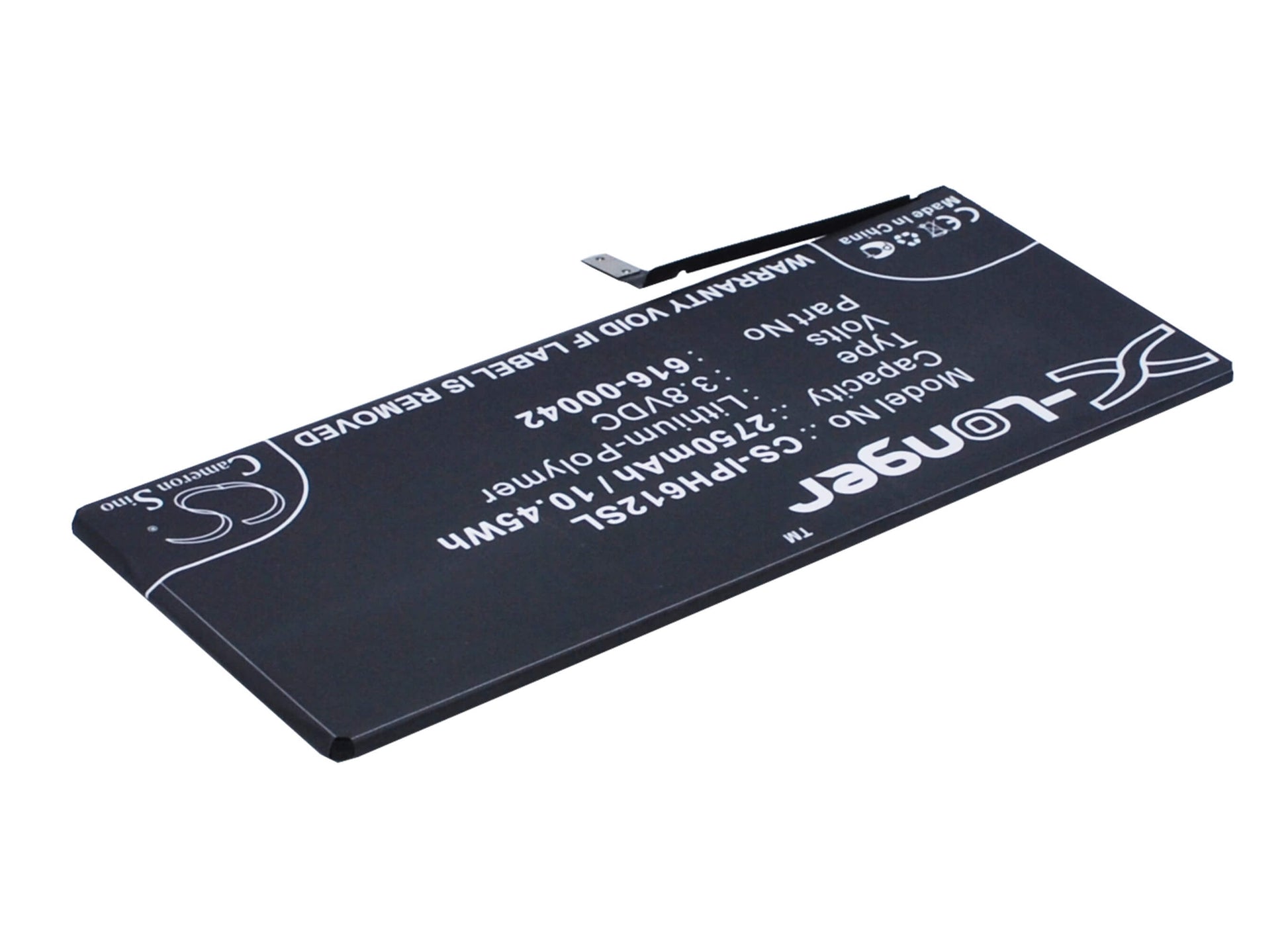 3.8V, 2750mAh, Li-Polymer Battery fits Apple, A1634, A1687, 10.45Wh