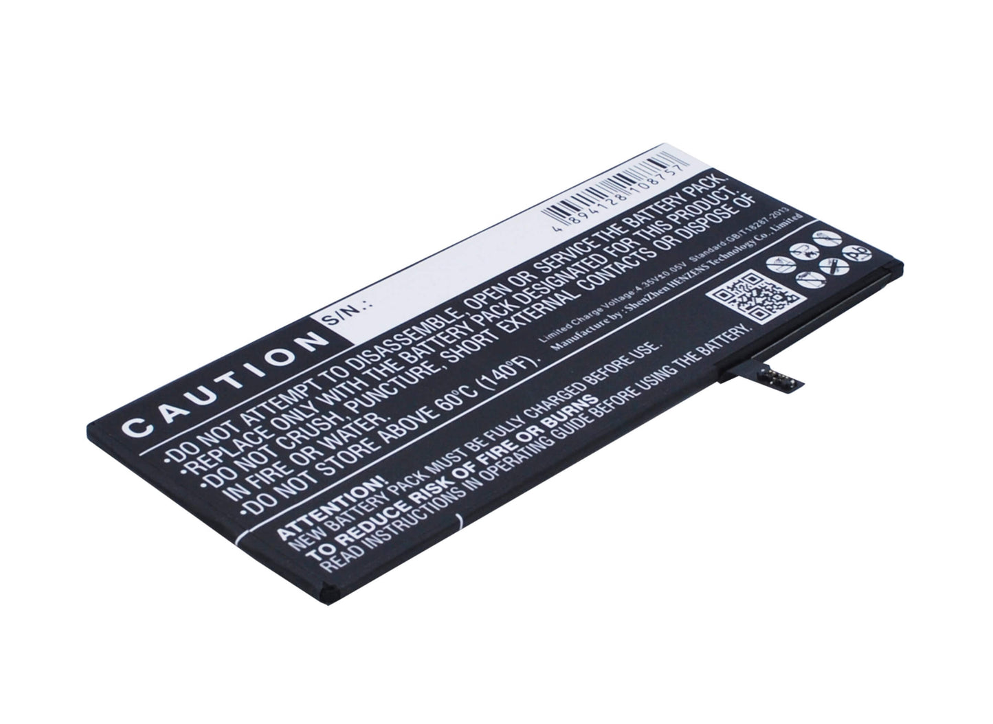 3.8V, 2750mAh, Li-Polymer Battery fits Apple, A1634, A1687, 10.45Wh