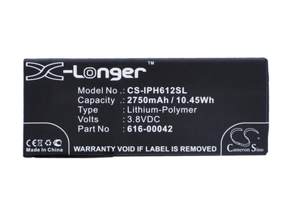 3.8V, 2750mAh, Li-Polymer Battery fits Apple, A1634, A1687, 10.45Wh