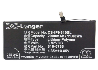 3.82V, 2900mAh, Li-Polymer Battery fits Apple, A1522, A1524, 11.078Wh