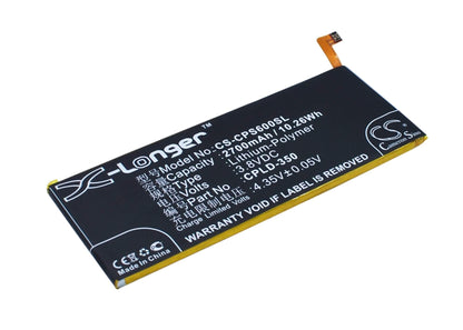 3.8V, 2700mAh, Li-Polymer Battery fits Coolpad, Ivvi S6, Ivvi S6-nt, 10.26Wh
