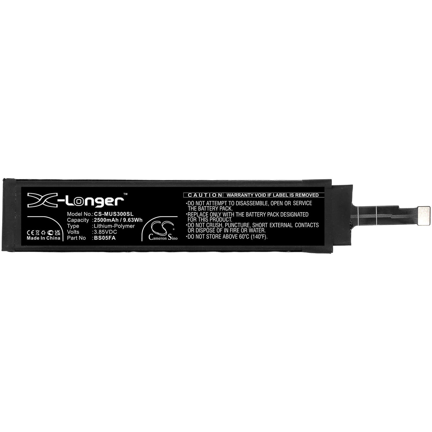 3.85V, 2500mAh, Li-Polymer Battery fits Xiaomi, Black Shark 3 Pro, Black Shark 3 Pro 5g, 9.625Wh