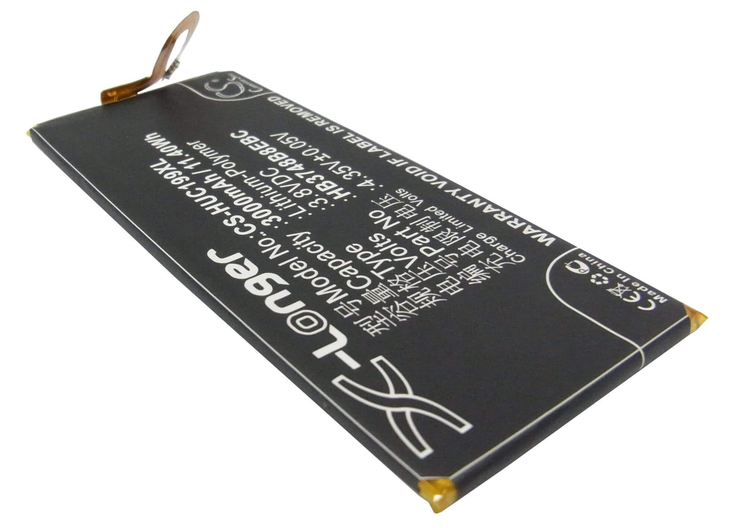 3.8V, 3000mAh, Li-Polymer Battery fits Huawei, Ascend G7, Ascend G7 Plus, 11.4Wh