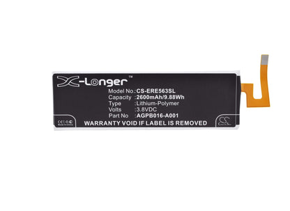 3.8V, 2600mAh, Li-Polymer Battery fits Sony Ericsson, E5606, E5633, 9.88Wh