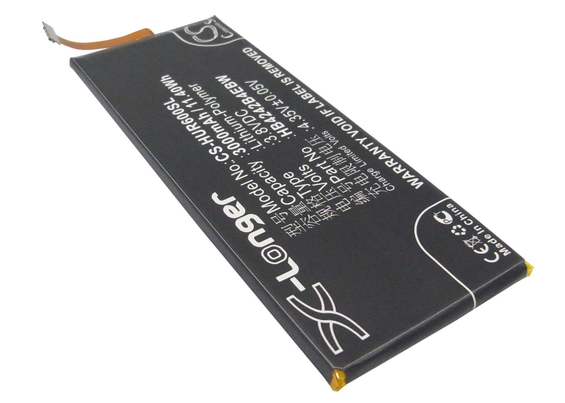 3.8V, 3000mAh, Li-Polymer Battery fits Huawei, Ath-al00, Ath-cl00, 11.4Wh