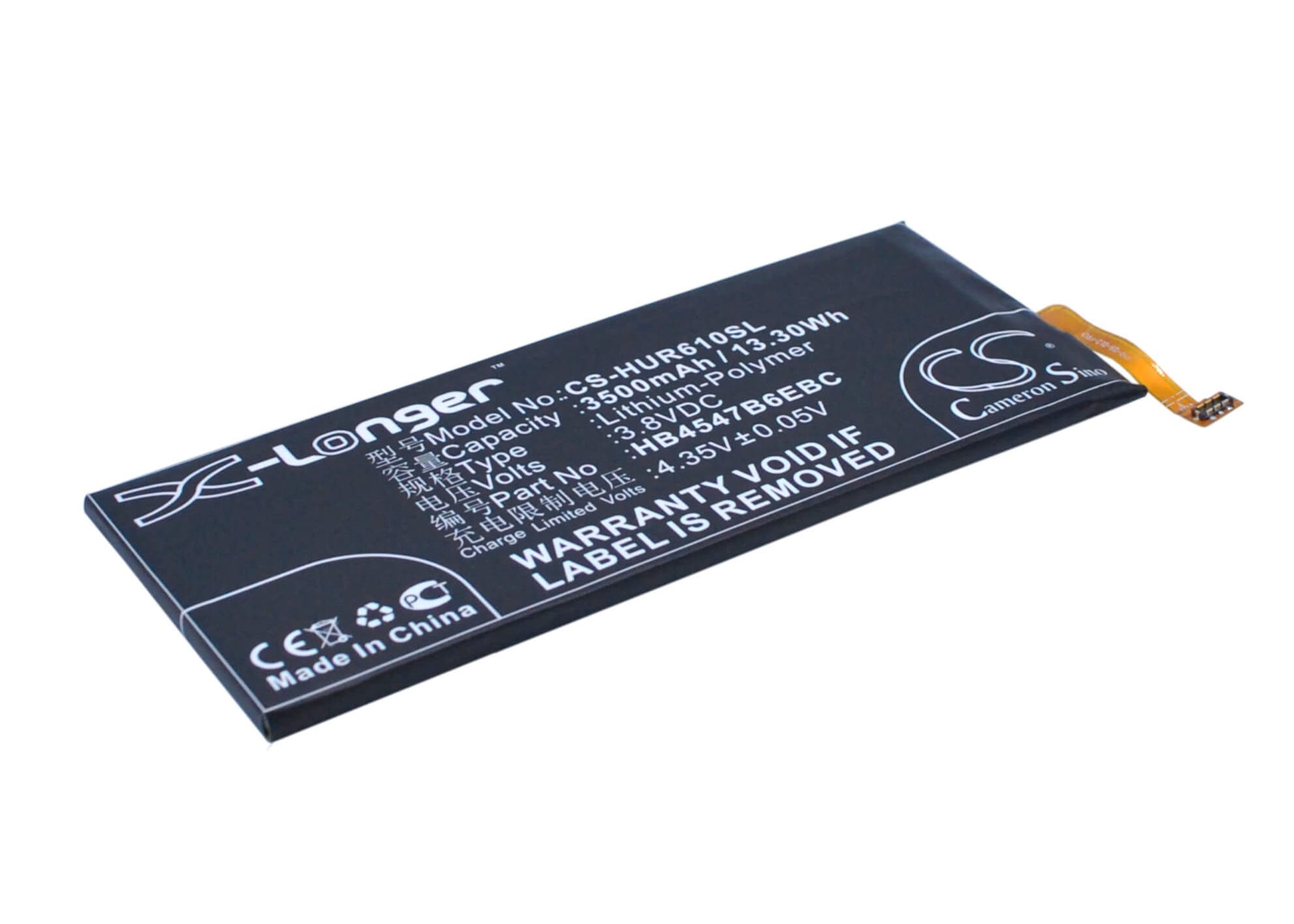 3.8V, 3500mAh, Li-Polymer Battery fits Huawei, Ascend Gx1, Ascend Gx1 Dual Sim, 13.3Wh